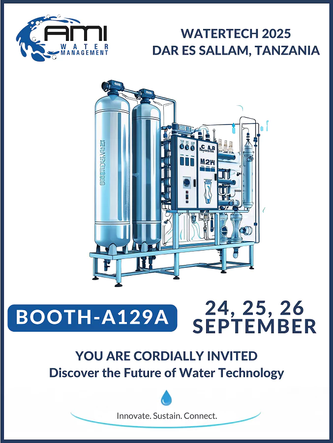 AMI Water Management invitation for WaterTech 2025 at Dar Es Salaam, Tanzania. Booth-A129A. Discover advanced water technology and innovations.